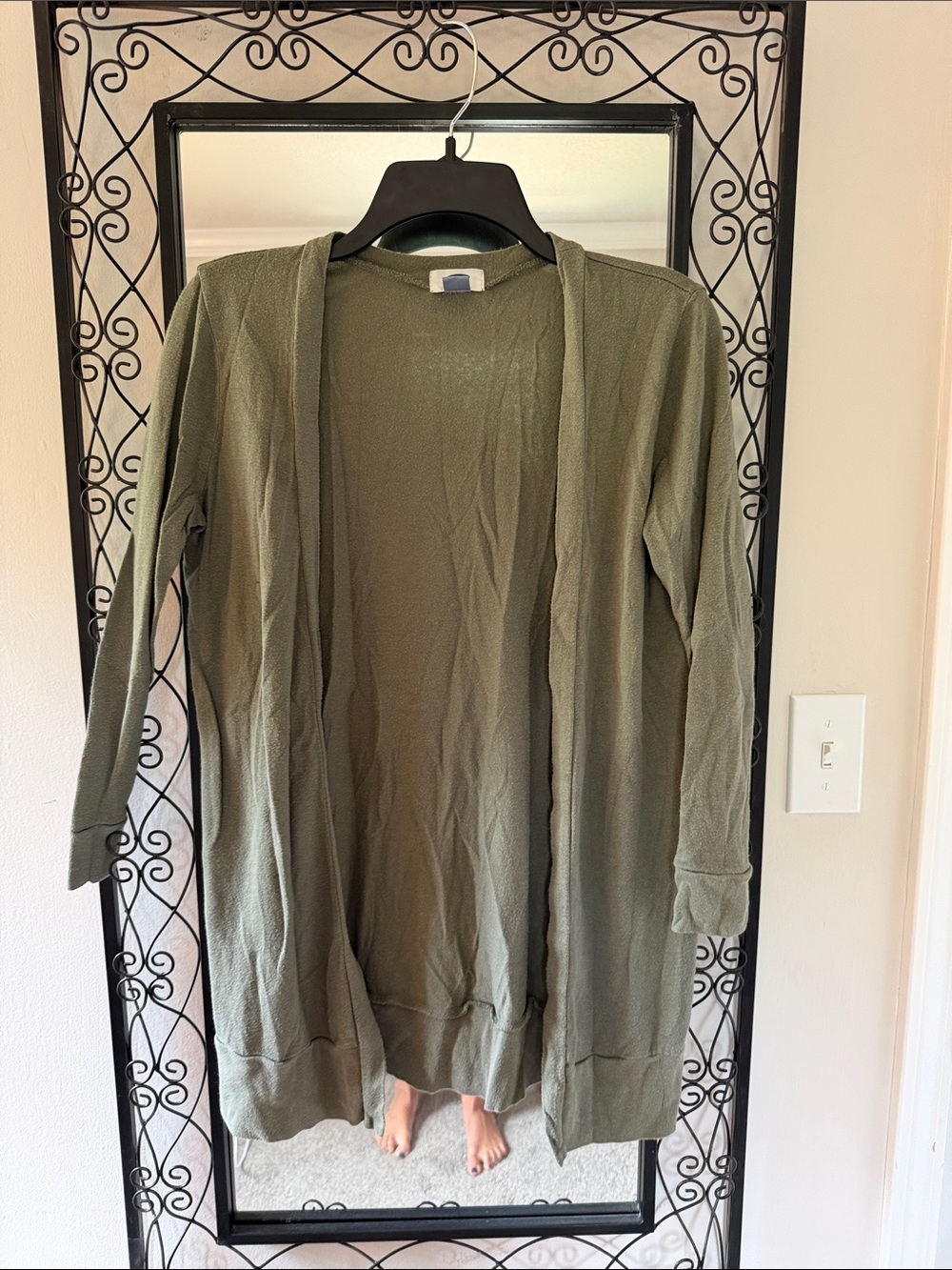 Olive Open-Front kids  Cardigan Sweater